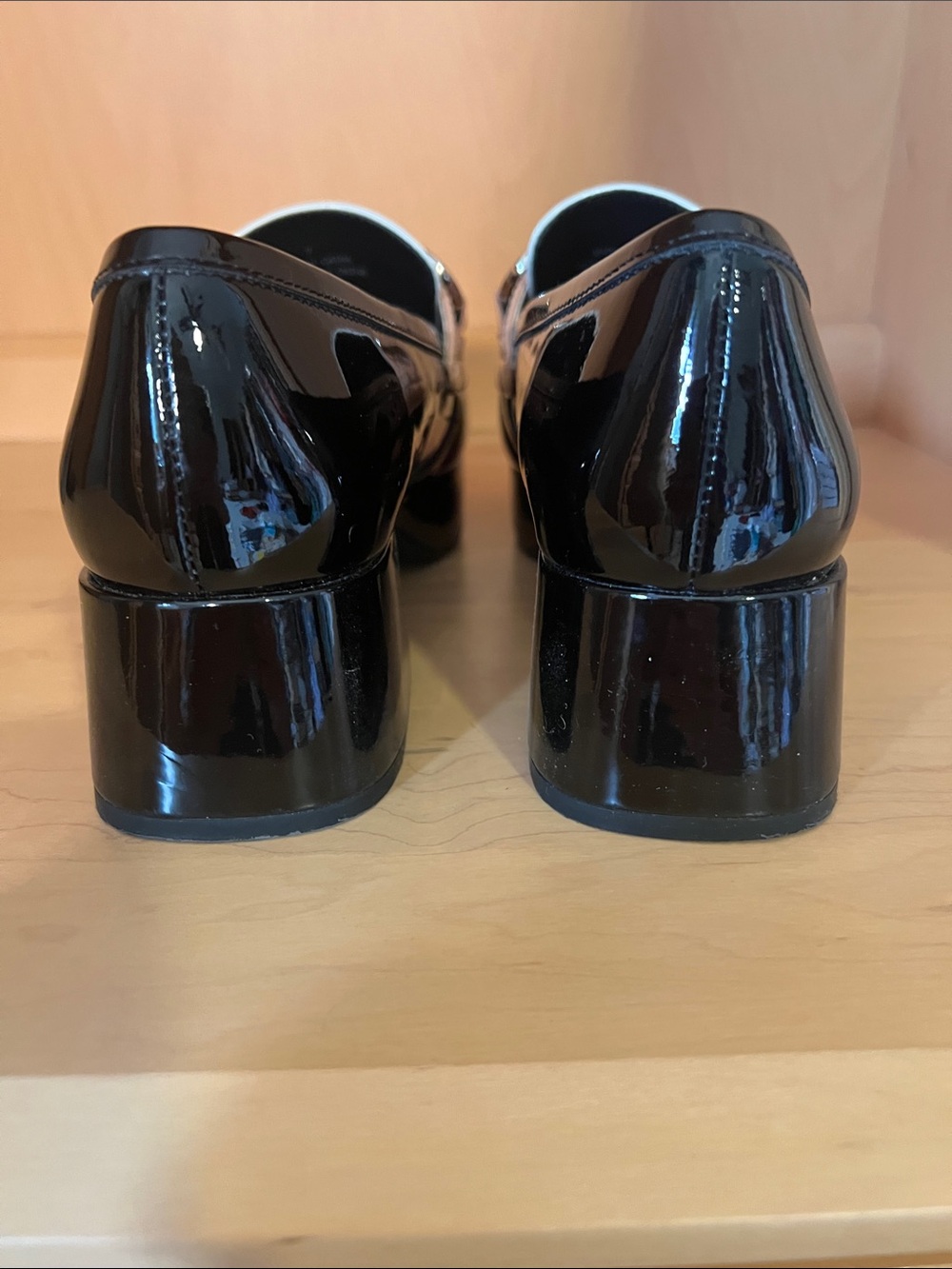 Jeffrey Campbell Black White and Beige Patent Horsebit Platform Loafers - Picture 3 of 9